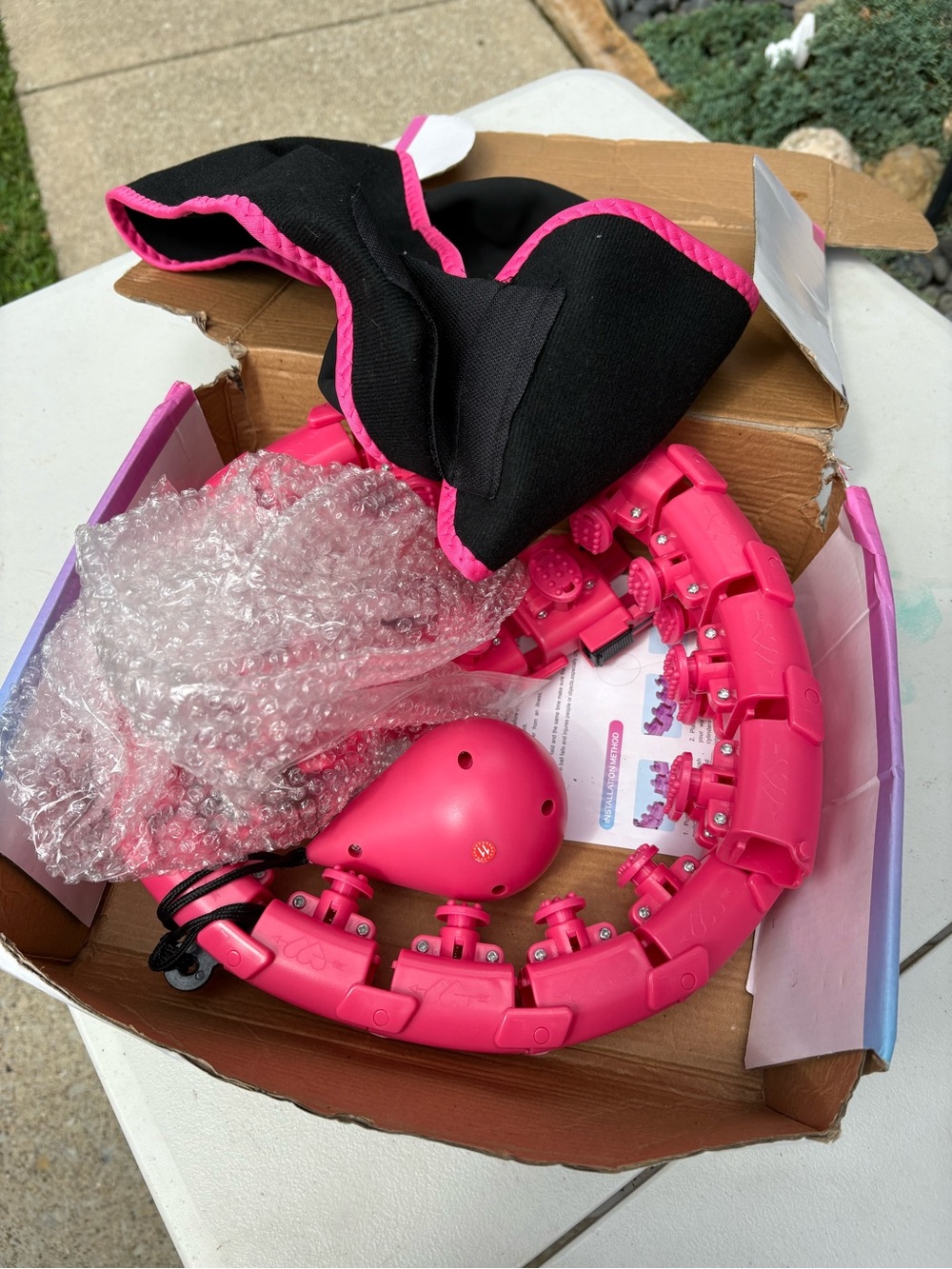 Foldable Pink Smart Hula Hoop with Massage Nodes
